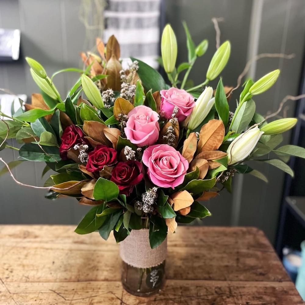 Valentine`s Day Lillies & Roses